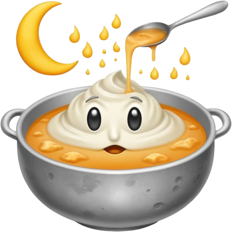 moon with droopy eyes being stirred like soup emoji