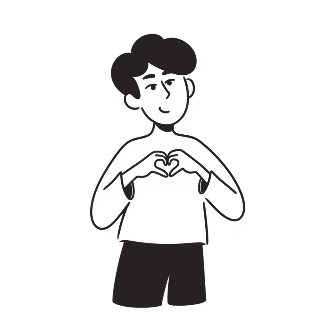 Hand making Korean finger heart gesture, small heart shape formed with thumb and index finger emoji