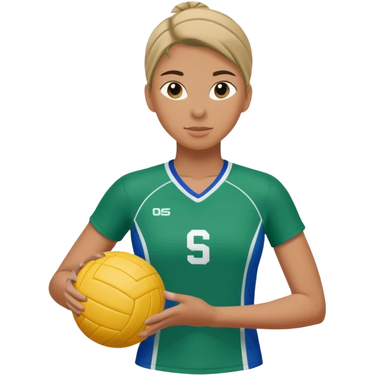 atleta de volei com a roupa verde, azul e branco emoji