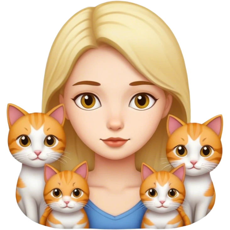 girl with 5 cats emoji