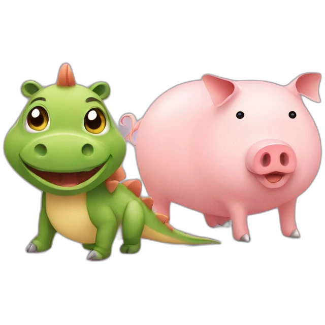 a cartoon dinosaur sitting next to a pig and a piggygygygygygygygygygygygygygygygygy emoji