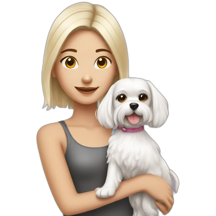Girl with maltese dog emoji