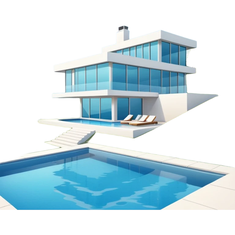 modern house on the hill, with a pool emoji