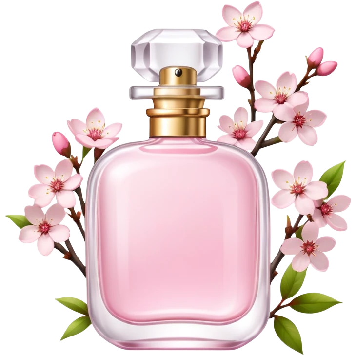 Pastel pink and white Perfume with Sakura Cherry Blossoms on the side emoji