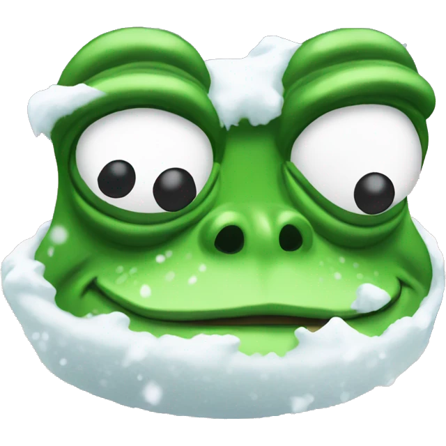pepe the frog covered in snow emoji