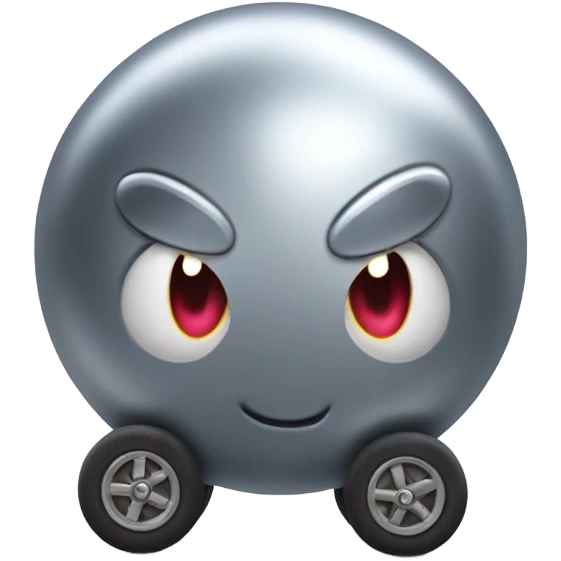 Metal cute Kirby ball driving on 4 car wheels emoji