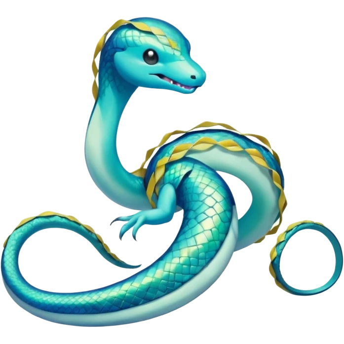 Sleek Serpentine Aquatic Ribbon-bodied Elegant Pokémon-Fakémon-Digimon-Creature, (full body) emoji