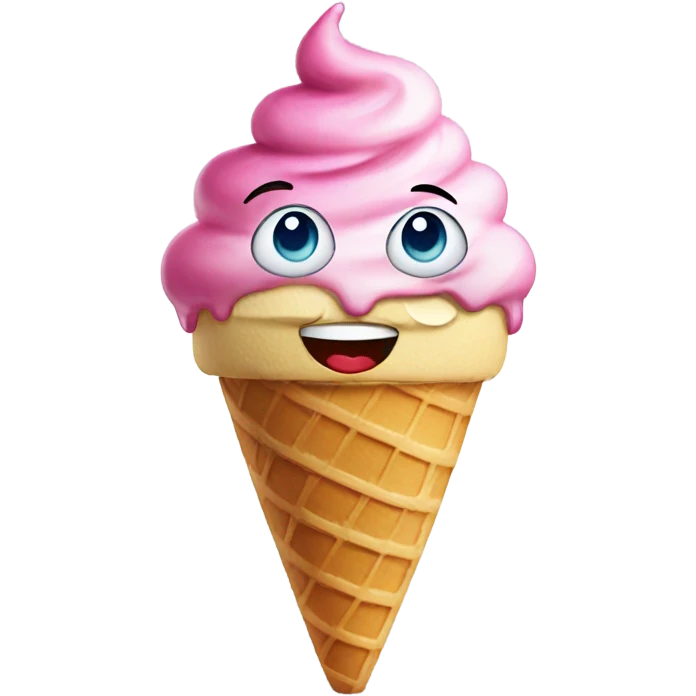 A ultra happy emoji with tears in the eyes and an icecream in his hand emoji