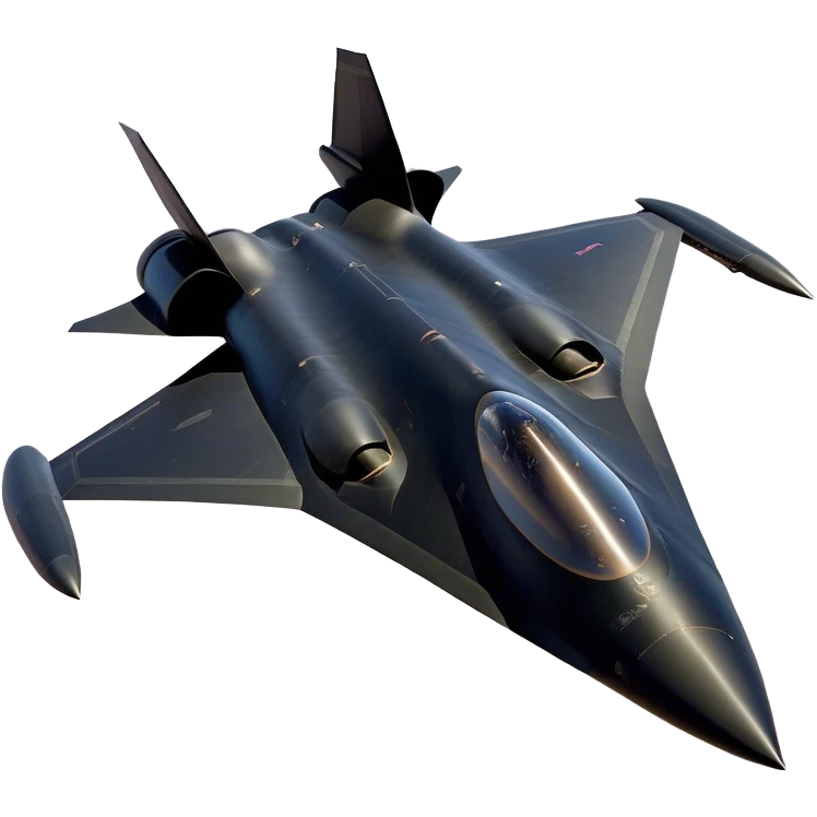 SR-71 Blackbird - Lockheed Martin (Stealth Grey) A sleek, high-speed reconnaissance aircraft with an elongated, needle-like fuselage and a smooth, aerodynamic design. The body is finished in a deep, matte jet-black with subtle panel lines and heat-resistant detailing. Its twin engines are seamlessly integrated into the structure, with sharp, swept-back wings that emphasize speed and stealth. The cockpit canopy is tinted, adding to its mysterious, high-tech aesthetic, while the overall silhouette exudes an aura of unmatched velocity and secrecy. emoji