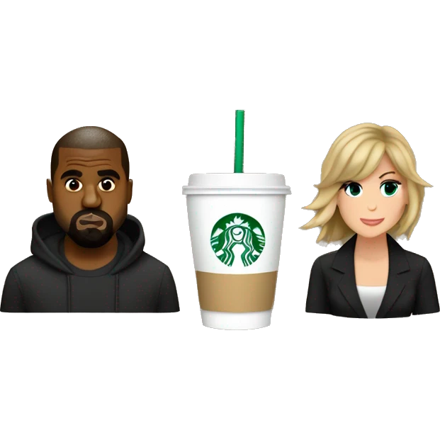 kanye west with taylor swift and starbucks emoji