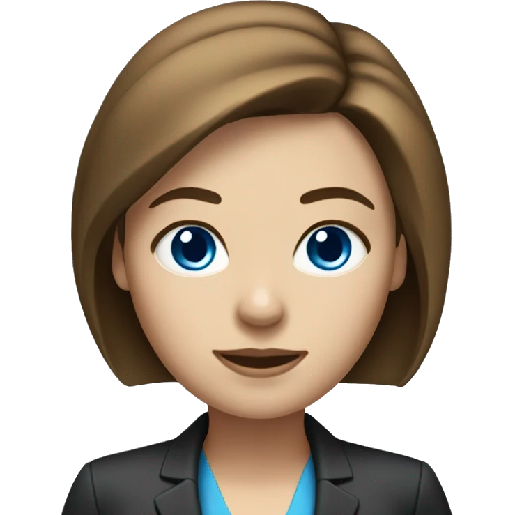 female lawyer assistant with brown hair, light skin and blue eyes emoji