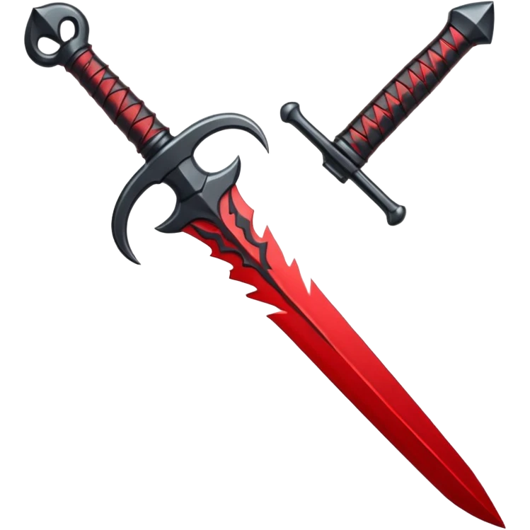 iOS sticker, ritual dagger, red blade, black handle, minimal emoji