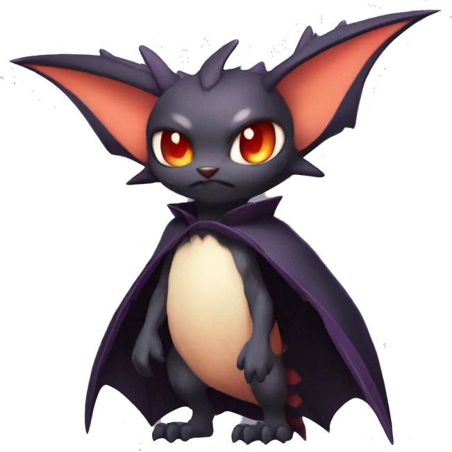  Kawaii Cute Cool Vampiric Beautiful Noivern-Nargacuga-Litten with big Bat Ears full body emoji
