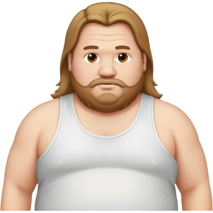 Long hair fat men in white tank top emoji