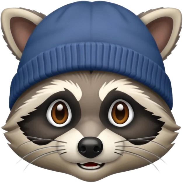 Aggressive Raccoon bandit with beanie hat emoji