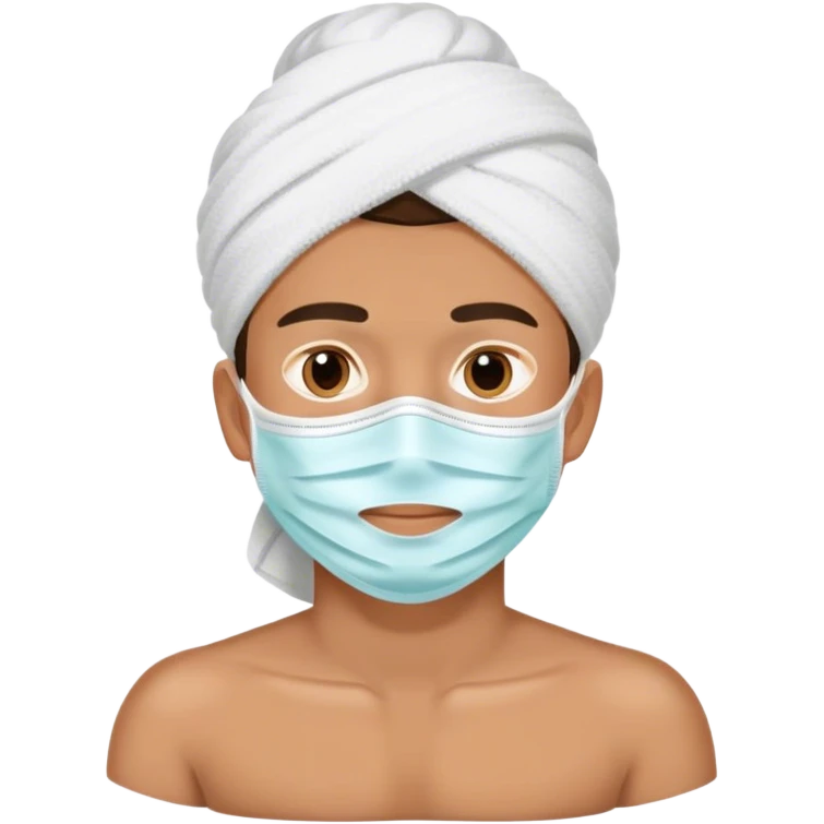 Boy with face mask spa beauty full face relaxing emoji