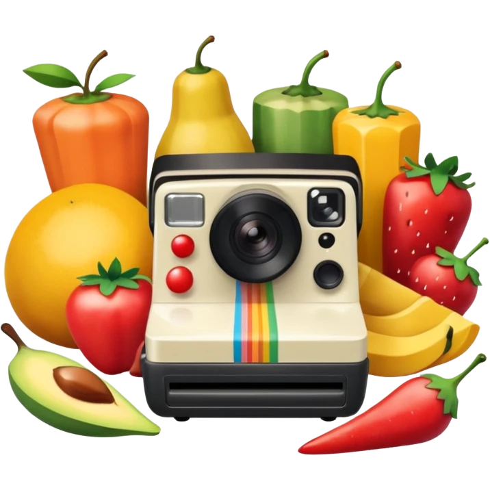 polaroid with food photos emoji