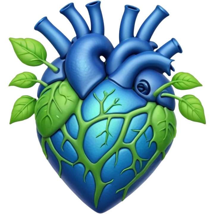 Blue ameba heart green photosynthesis cells alien heart emoji