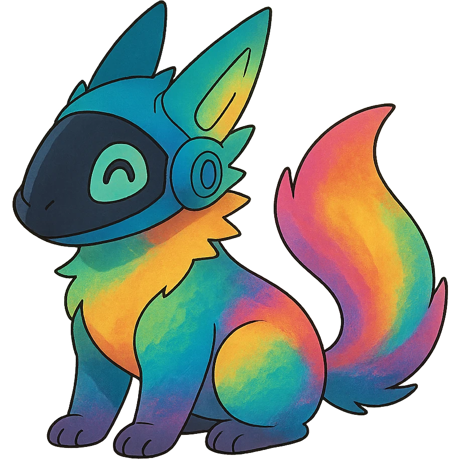 exotic tropical iridescent colorful nebula rainbow gradients cyber-Protogen-Fakémon-Pokémon emoji