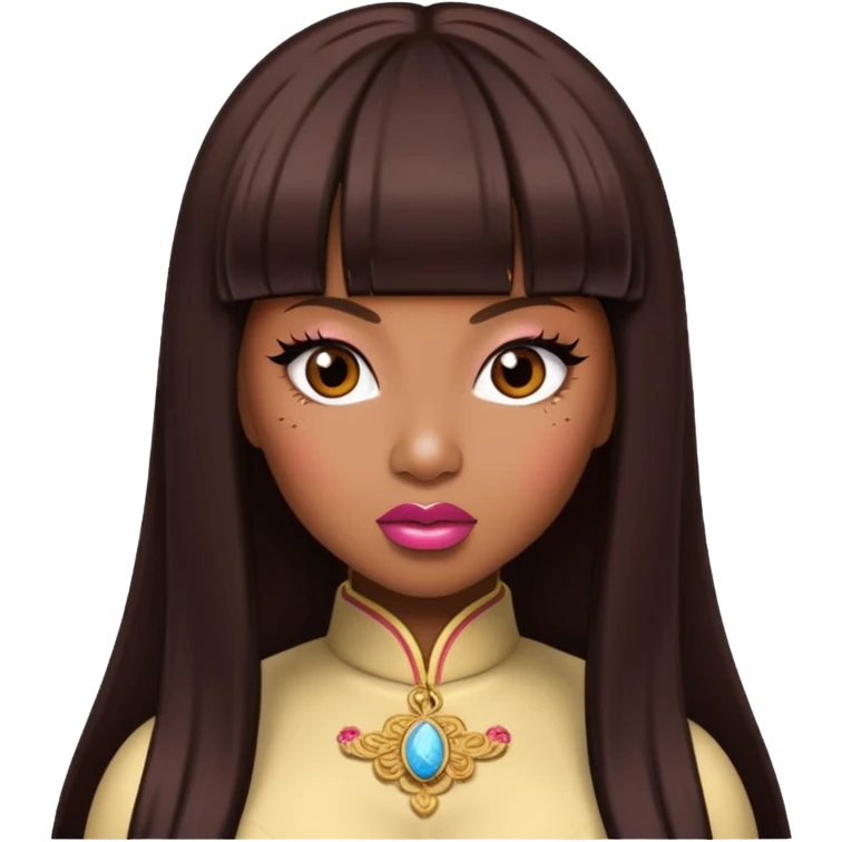 Chocolate skinned Nicki Minaj with Chinese bang emoji