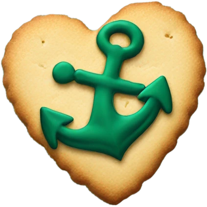 cookie heart with dark green anchor emoji