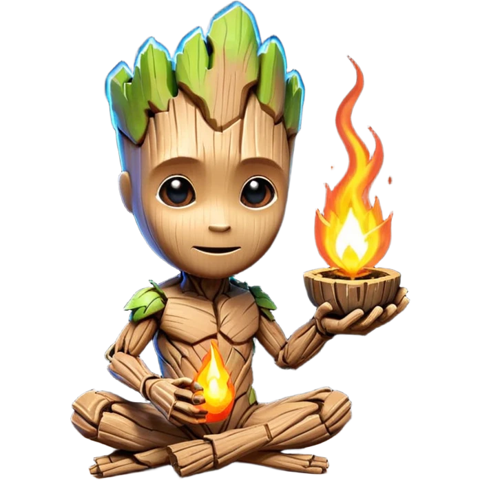 baby-groot with a hearth emoji