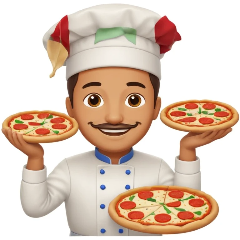 smiling Italian chef spinning pizza dough emoji