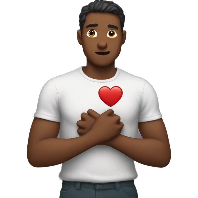 man clenching his heart emoji
