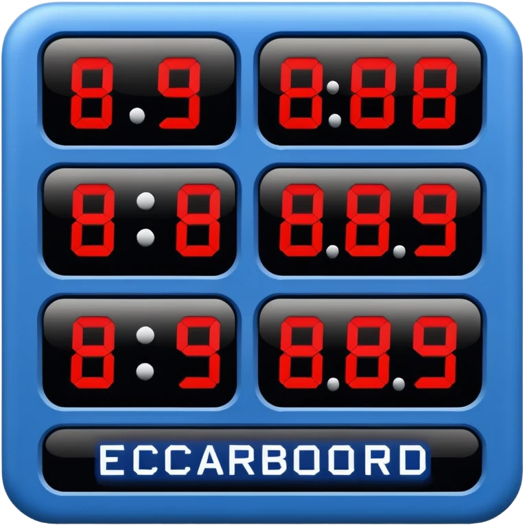 electronic scoreboard in blue (#00A3E0) and red (#F9423A) emoji