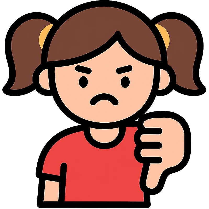colored icon of a girl showing thumbs down emoji