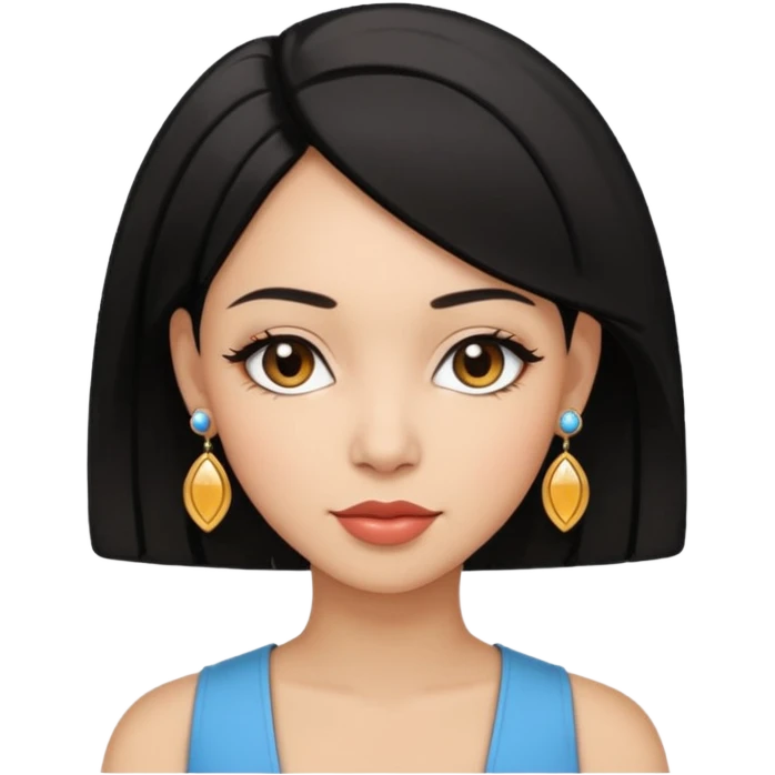 kardashaian sister with bob black hairstyle and big designed earrings emoji