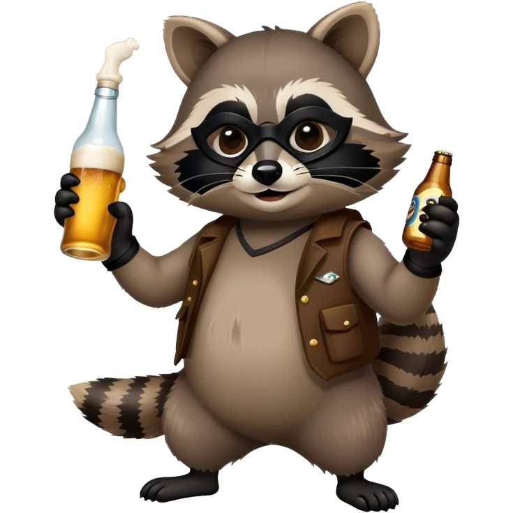 A raccoon drinking beer emoji
