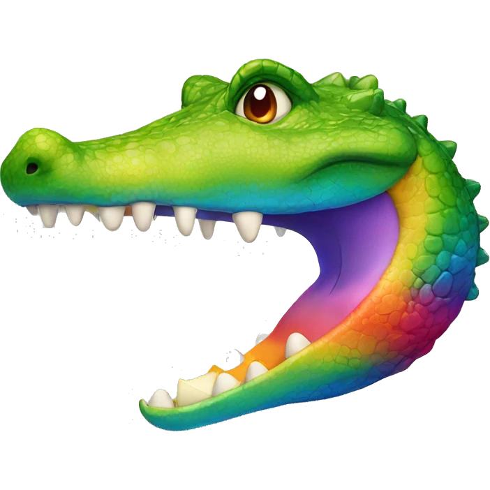 Rainbow crocodile eating apple  emoji