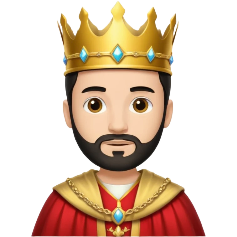 Bearded King, young king with short black beard, wearing crown
 emoji
