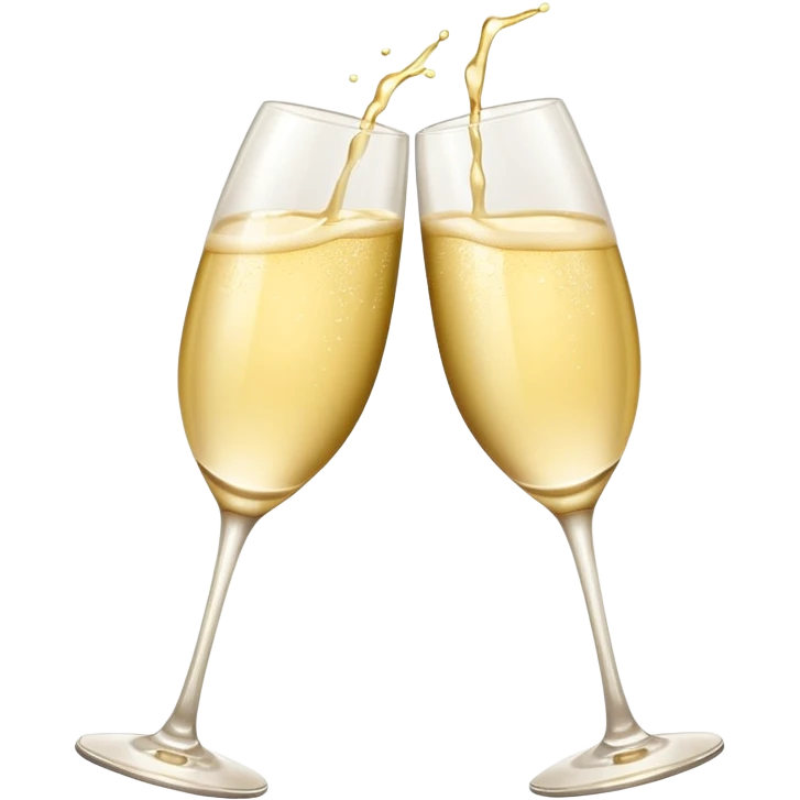 two glasses of pale yellow champagne clinking in a toast, soft and light color, smooth gradient, bright and gentle, minimal details, glossy highlights, celebratory pose
 emoji