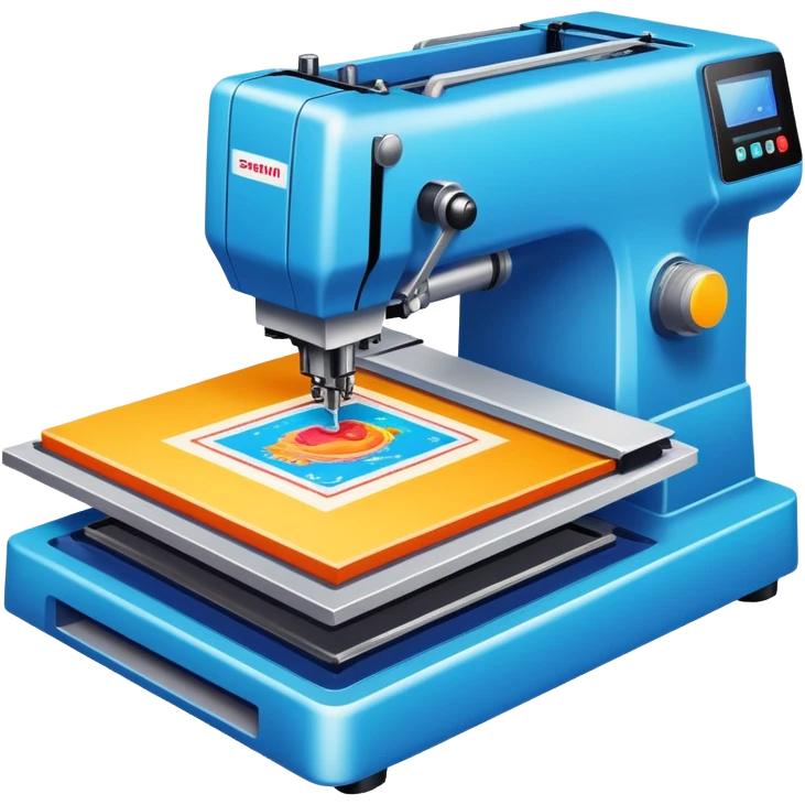 screen printing machine printing on a t-shirt emoji