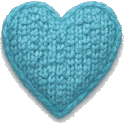 Knitted light blue heart emoji