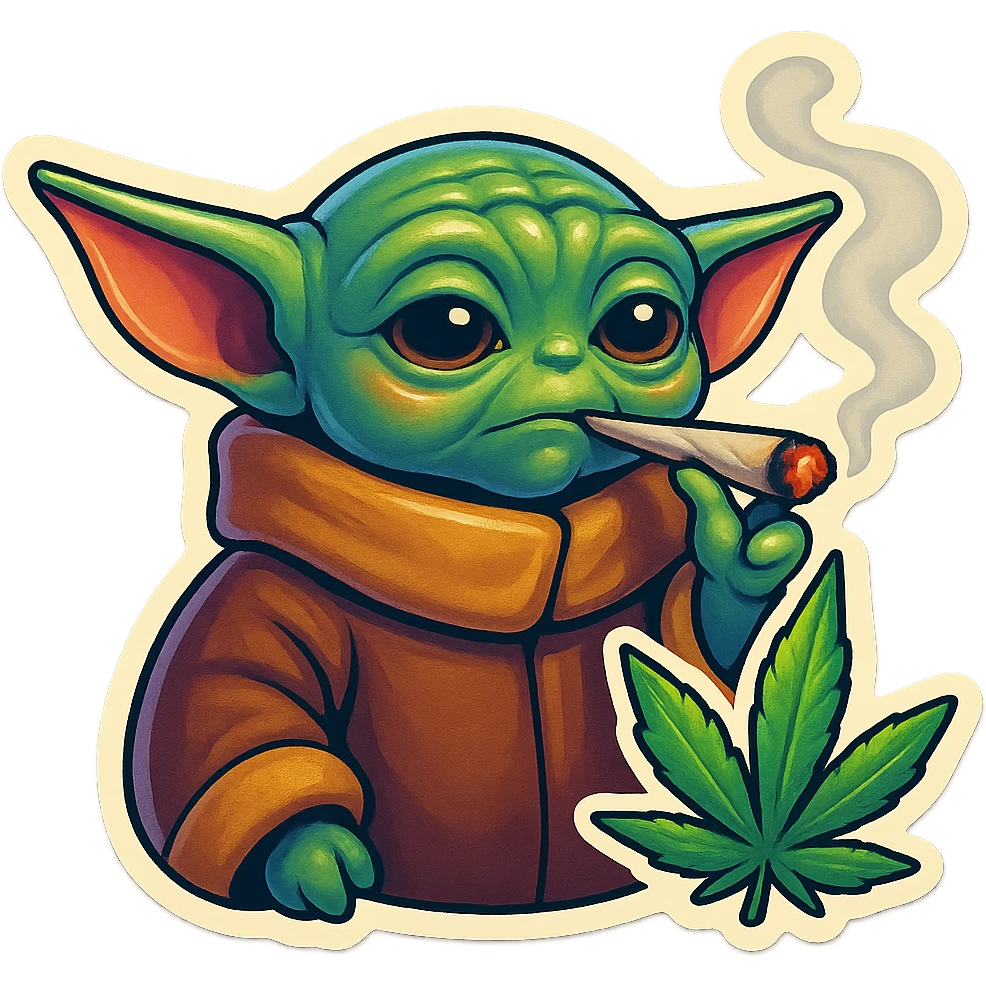 baby yoda smoking cannabis emoji
