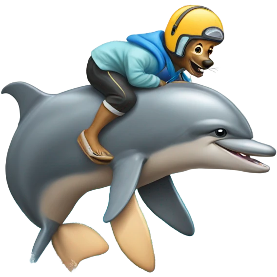 Dolphin riding a dog  emoji