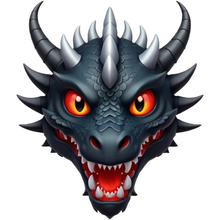 A terrifying black dragon with red brillants eyes, great black horns. emoji