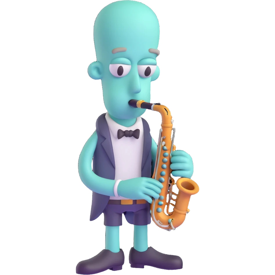 Squidward Tentacles playing the clarinet, 3D emoji style emoji