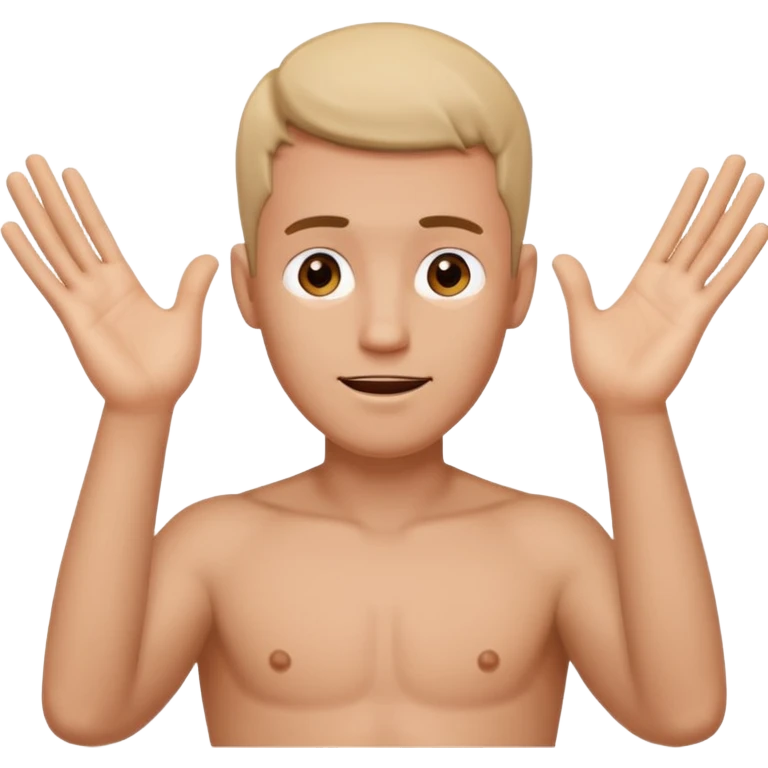 Guy emoji with hands up and out saying why with his penis showing emoji