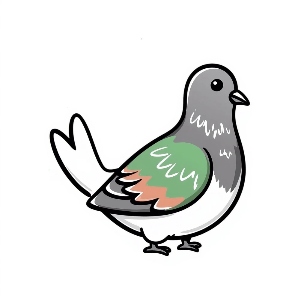 Nicobar pigeon with shimmering colorful feathers and white tail emoji