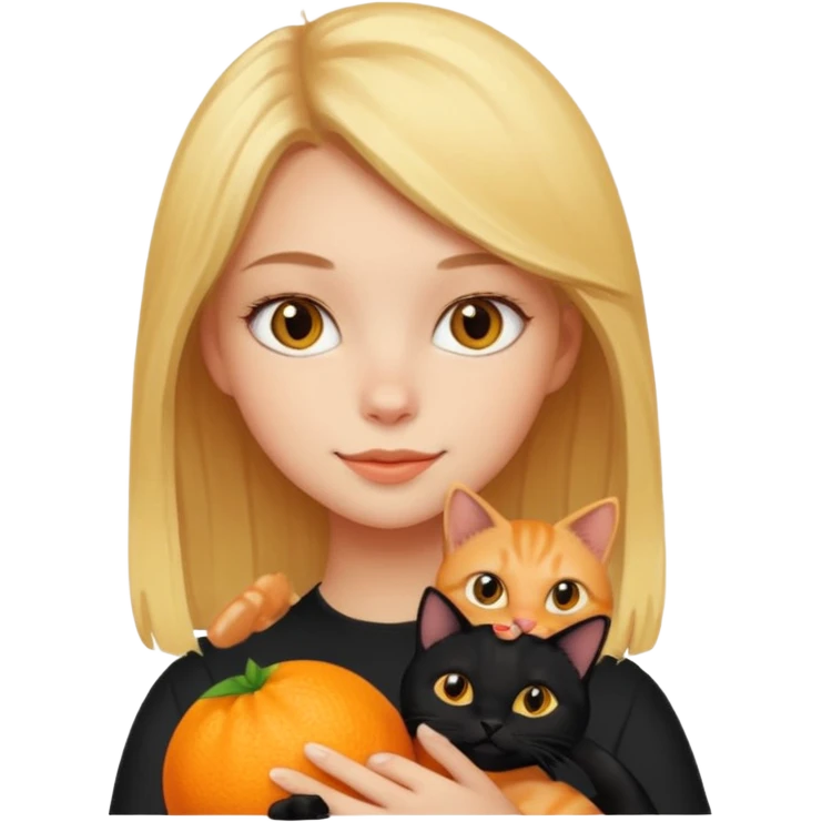 Cute blonde girl holding an orange cat and a black cat emoji