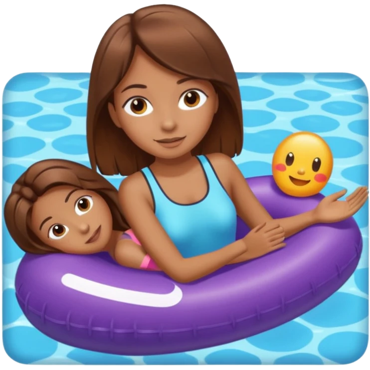 Girl with brown hair on a pool float emoji