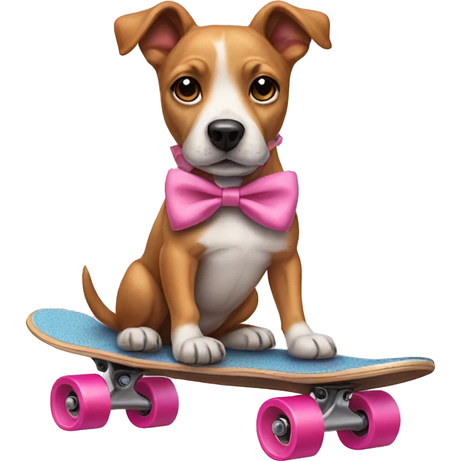 dog wearing pink bow on a skateboard  emoji