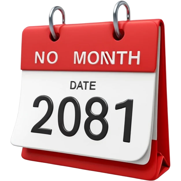 Apple-style 3D emoji icon of a calendar in perspective view, minimalistic design, only one centered date number, no month name, no weekday, no text or symbols other than the single number, realistic glossy material, soft depth, clean and detailed rendering emoji