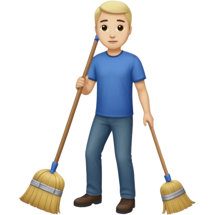 ligth man sweeping the floor emoji