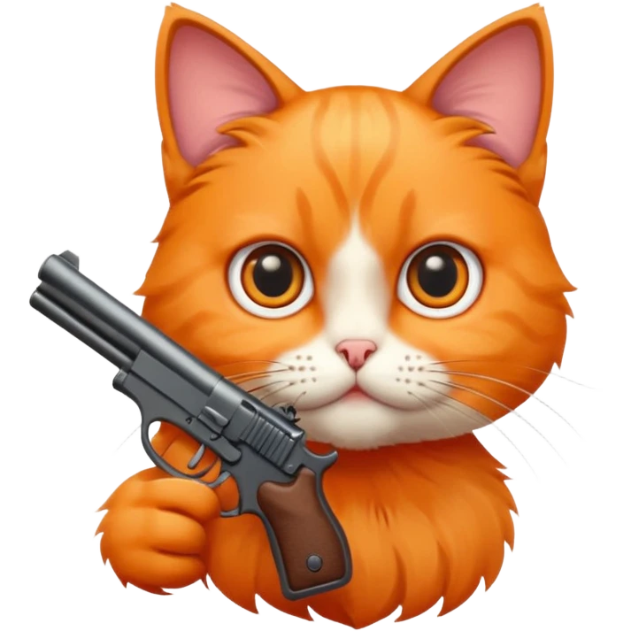 Cat clocking a gun emoji