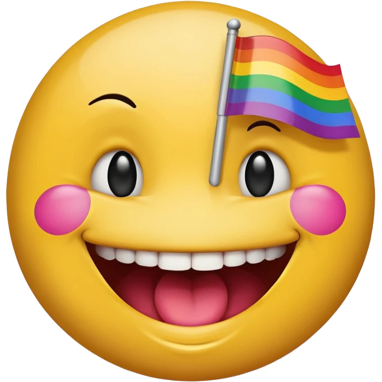 Smiley face biting lip with progress pride flag skin emoji